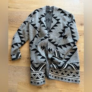 Frye Gray & Black Knit Cardigan with Label Detail